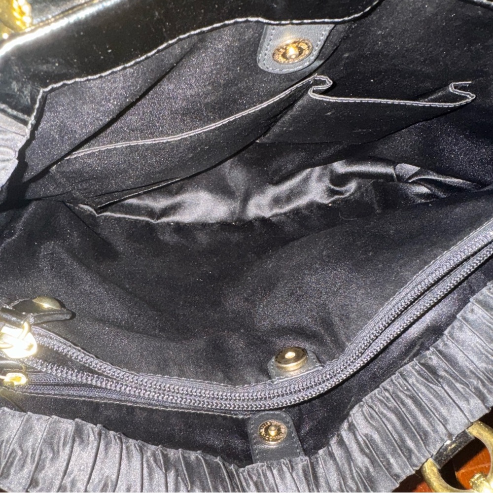 COACH #20050 Ashley Black Gathered Satin Satchel Carryall HandBag - Picture 7 of 9